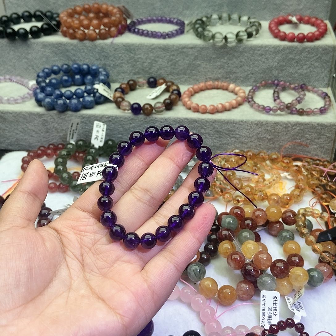 水晶手链未镶嵌木****l乌拉圭紫水晶9