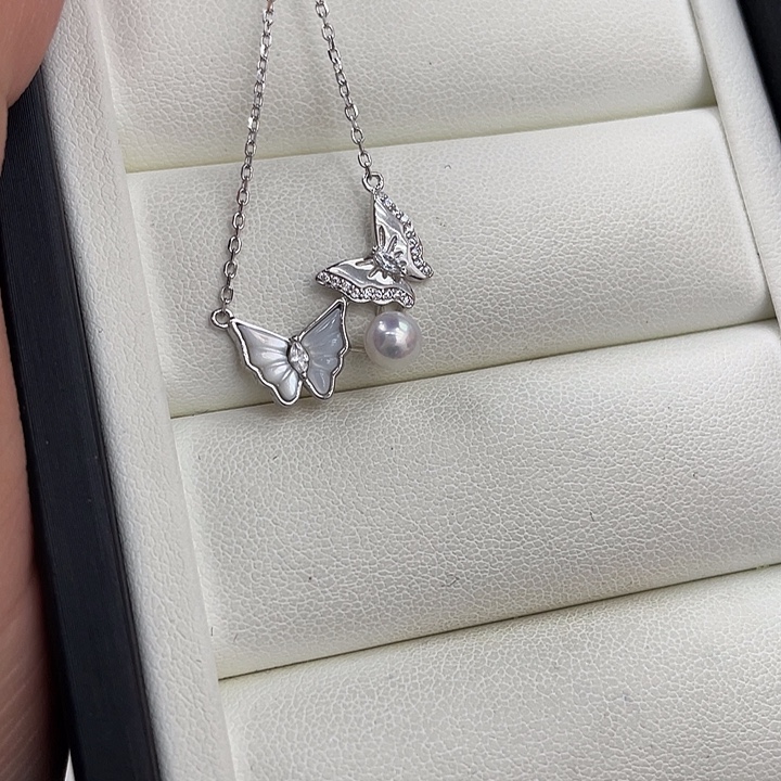 淡水珍珠银S925镶嵌颈饰