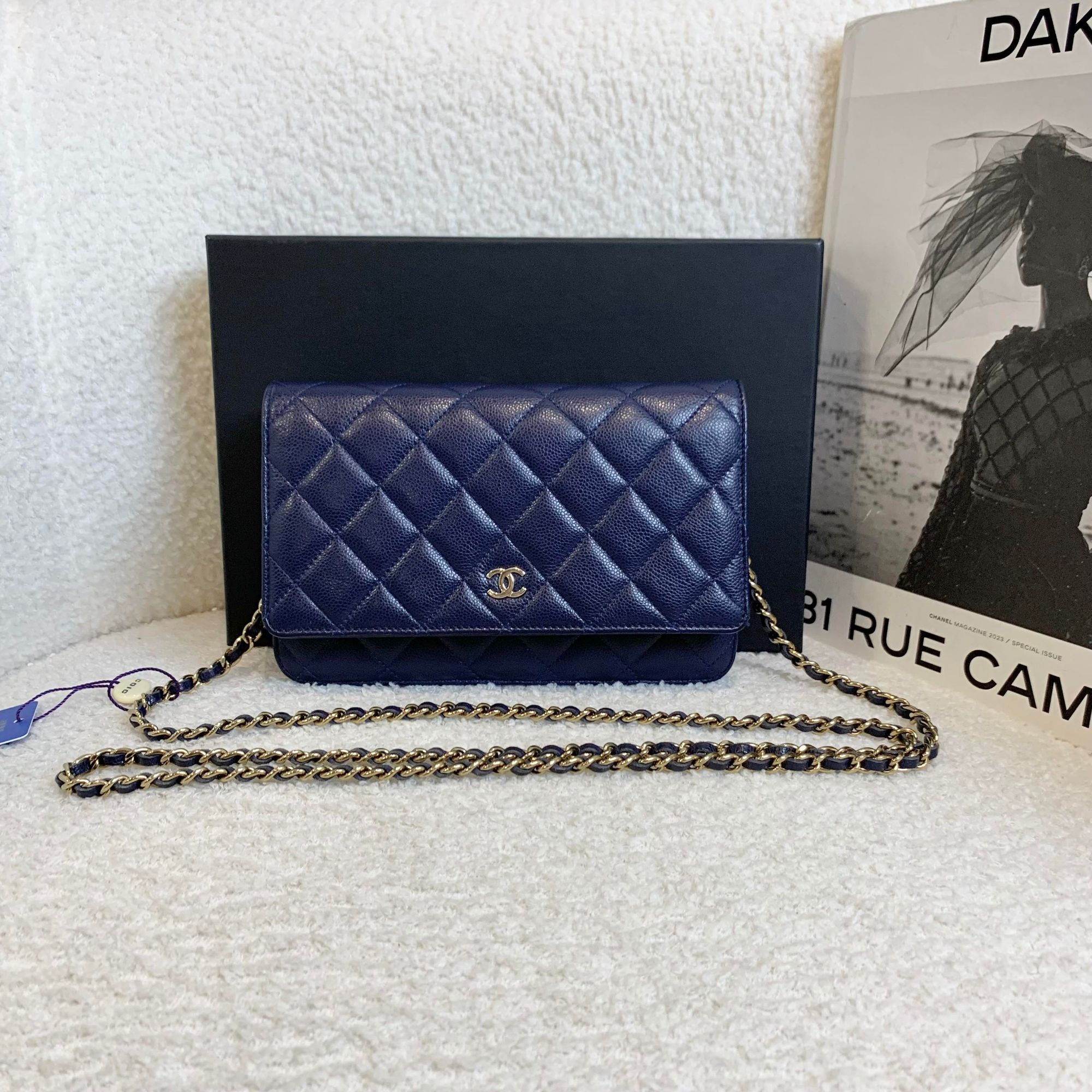 99新 Chanel/香奈儿 壹臻/23S深蓝色woc包 芯片/91796408