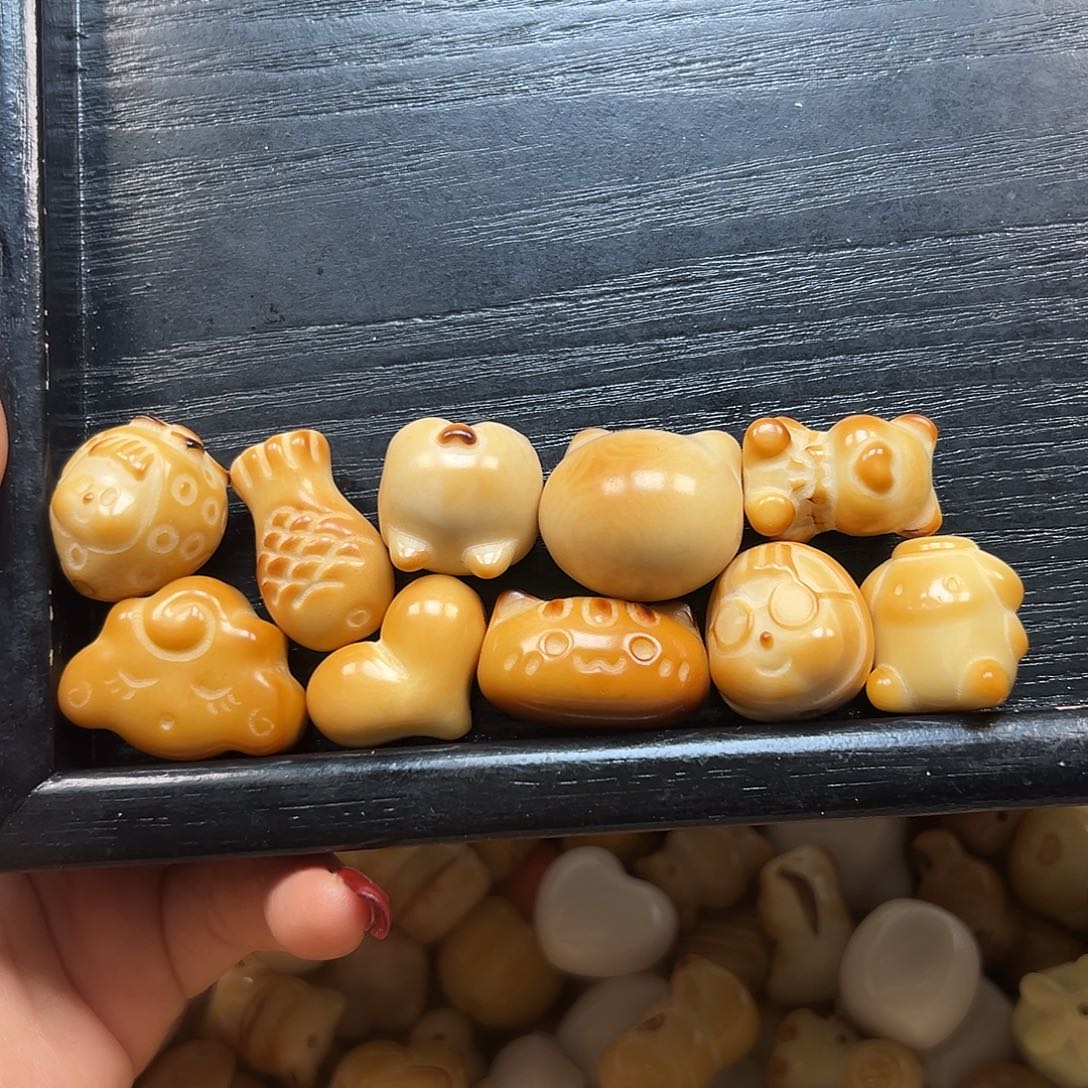 手串菩提根/象牙果炭烤混11有裂6