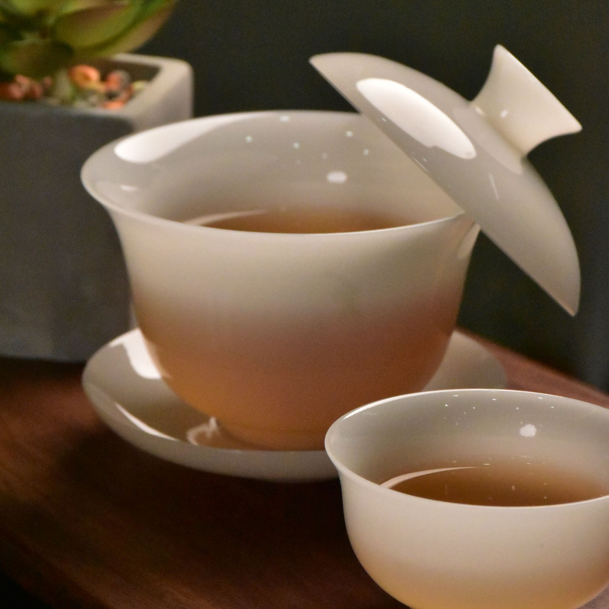 璞玉白瓷小三才盖碗陶瓷茶碗功夫茶具泡茶用商务送礼男生女生