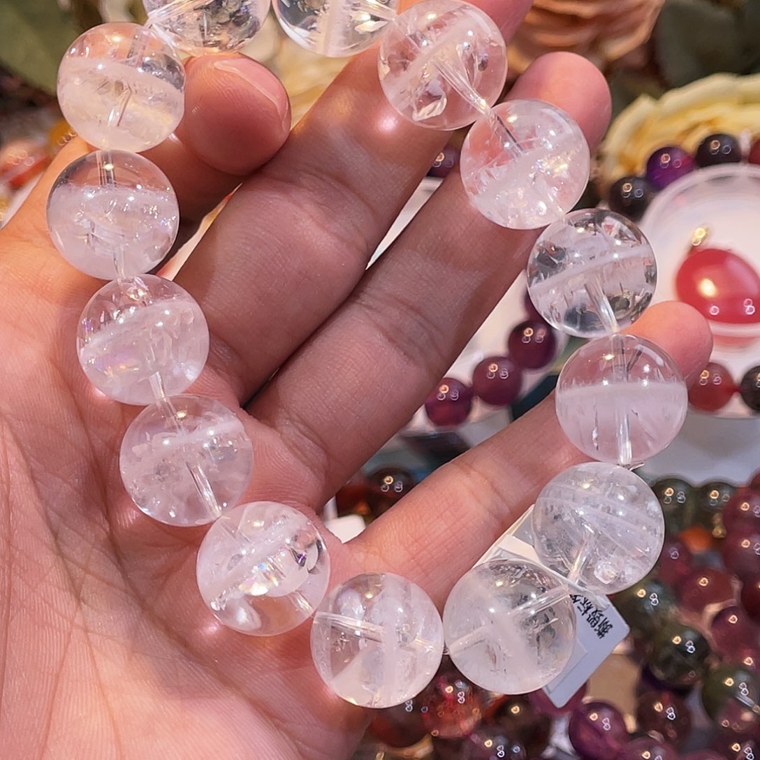 水晶未镶嵌手链彩虹光白幽灵16+