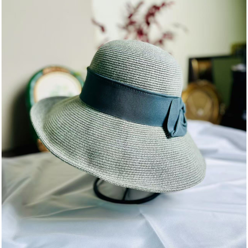 【雨薇】孙俪同款出口日本时尚大牌蝴蝶结UV超放紫外线草编渔夫帽