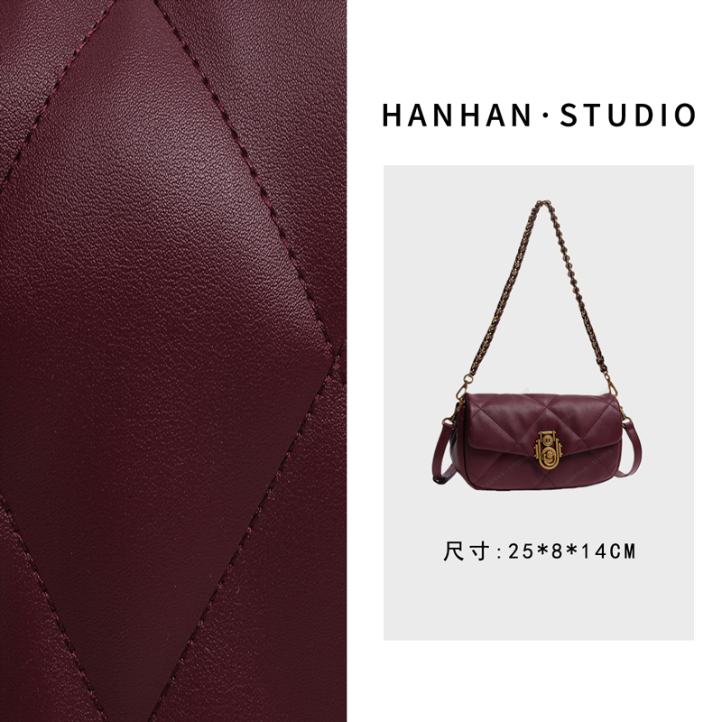 【韩韩甄选】QYX-81665-浆果色 轻奢时尚复古气质百搭单肩腋下女包