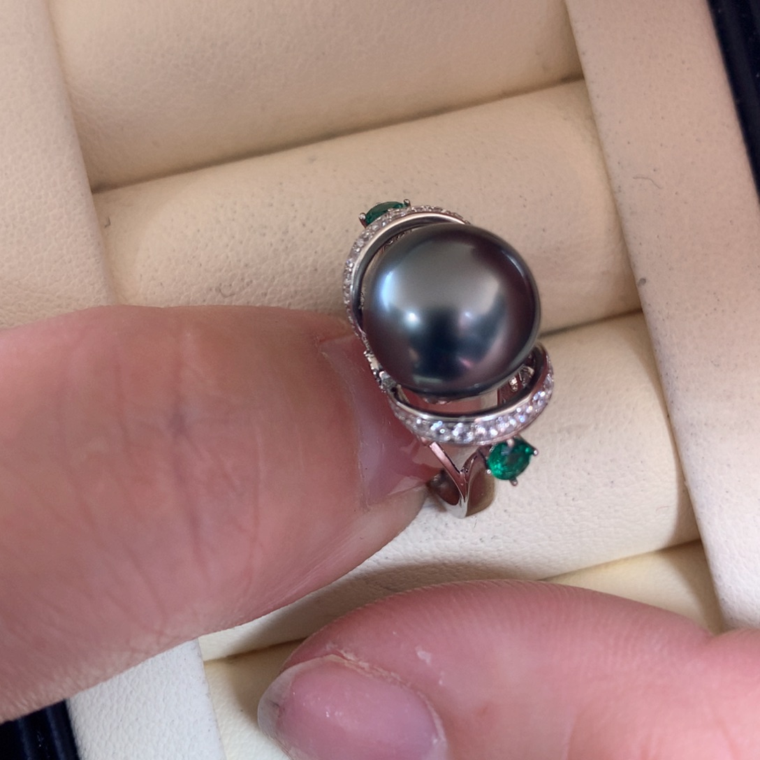 海水珍珠戒指银S925镶嵌