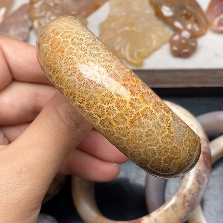 硅化珊瑚（珊瑚玉）手镯未镶嵌57.5