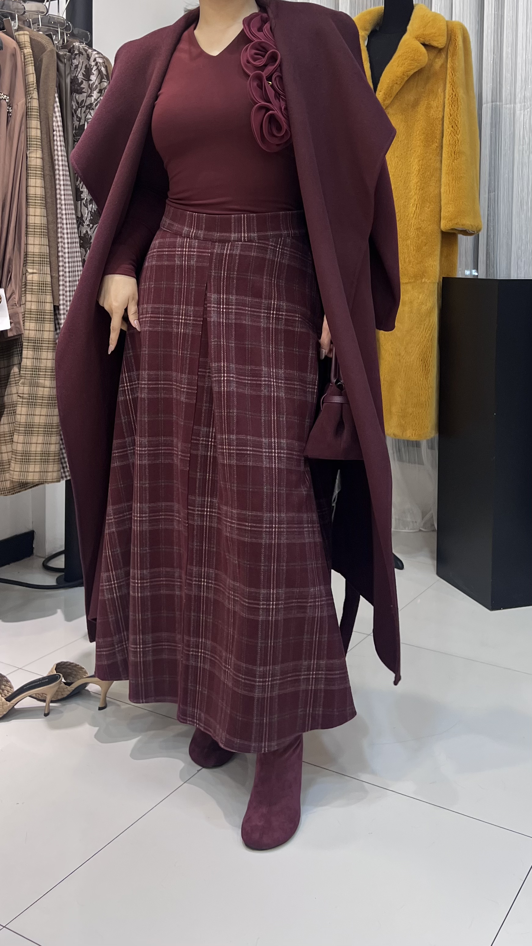 SHIREN安哥拉红羊毛大衣