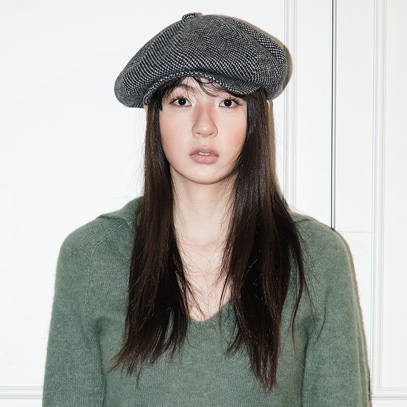 JOJOKUR英伦复古老钱风气质防静电针织羊毛提花八角报童帽情侣