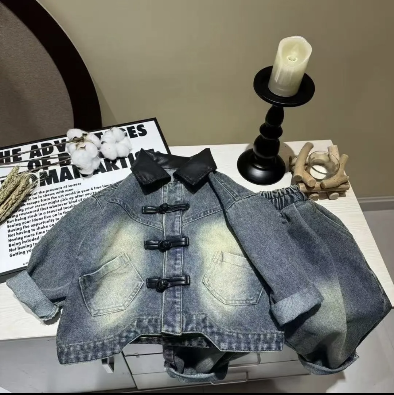 【小治福利】2025儿童秋季牛仔套装百搭国风时尚牛仔裤外套水洗H765