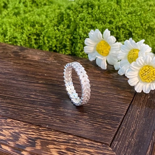 足银戒指 【麦穗戒指】花丝活口银戒  