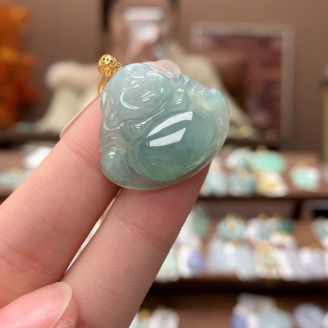 翡翠吊坠(不含链)18K金镶嵌