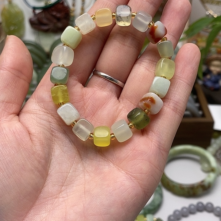 蛇纹石玉手链未镶嵌岫玉28