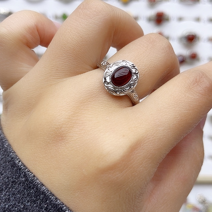 血珀戒指银S925镶嵌天然