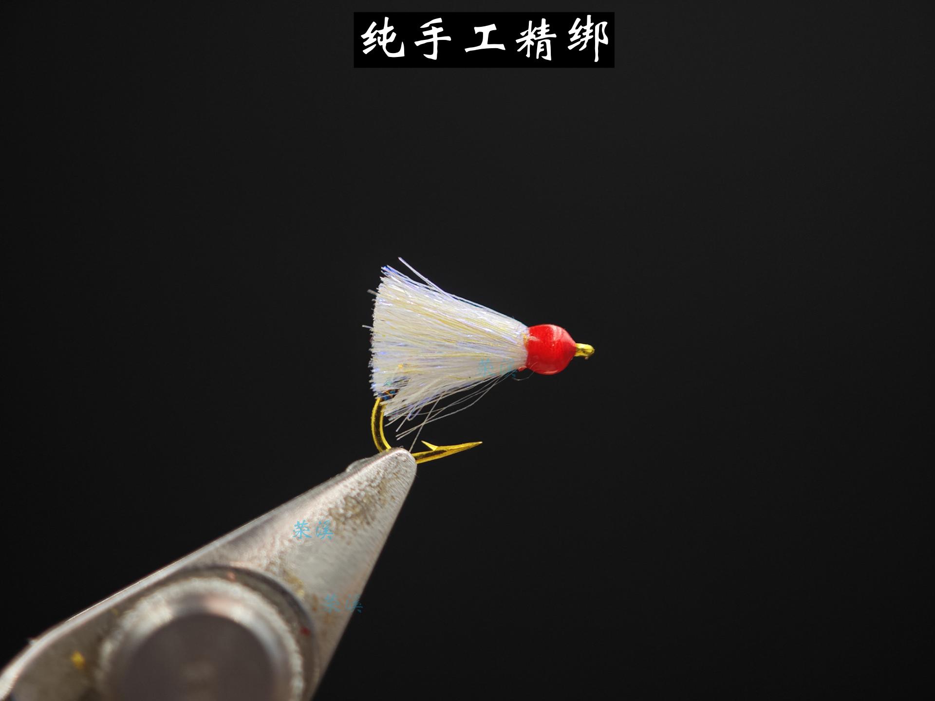 精绑 羽毛球飞蝇钩（针对城市河道静水区）白条马口长鳍鱲罗非桃花