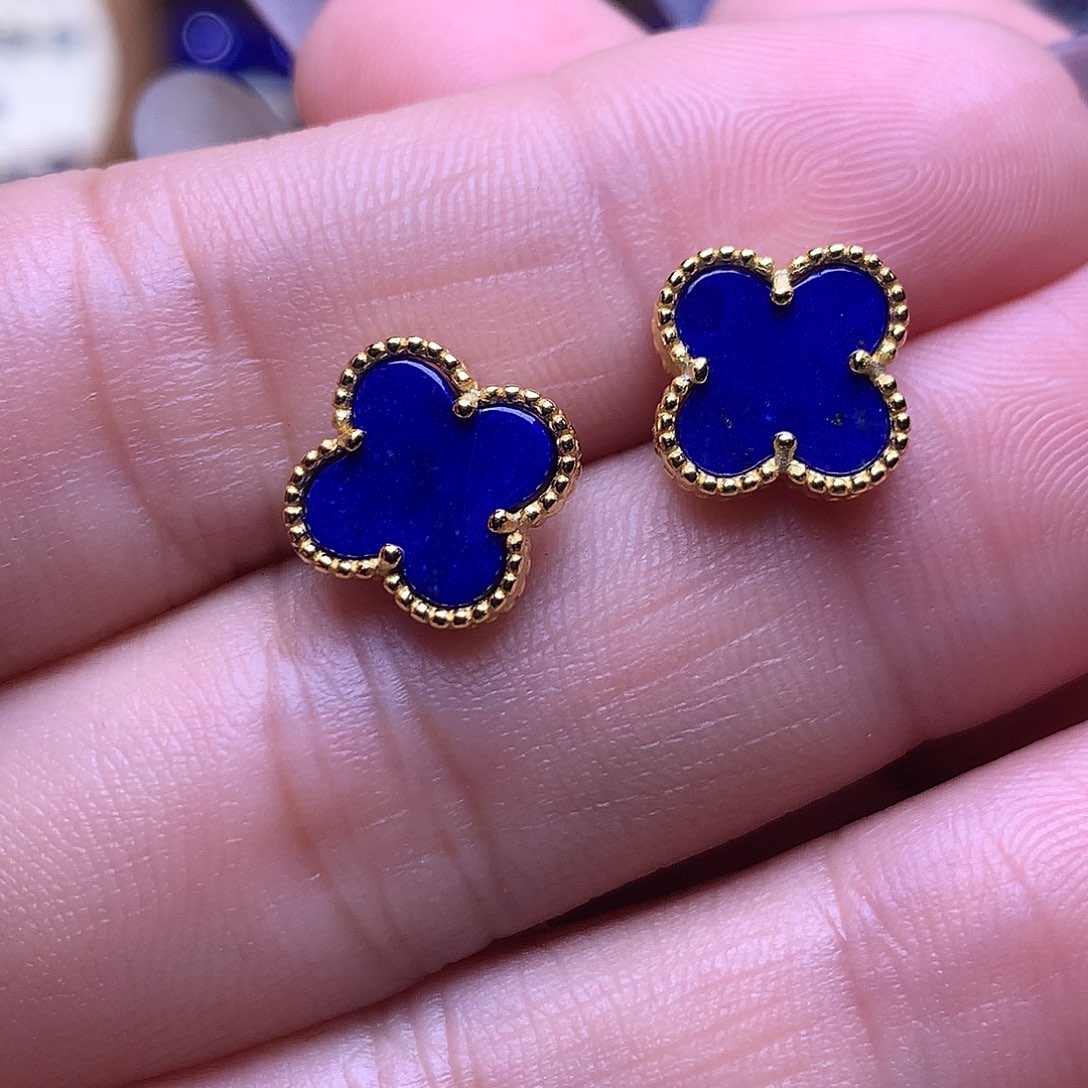 青金石银S925镶嵌耳饰11.6m