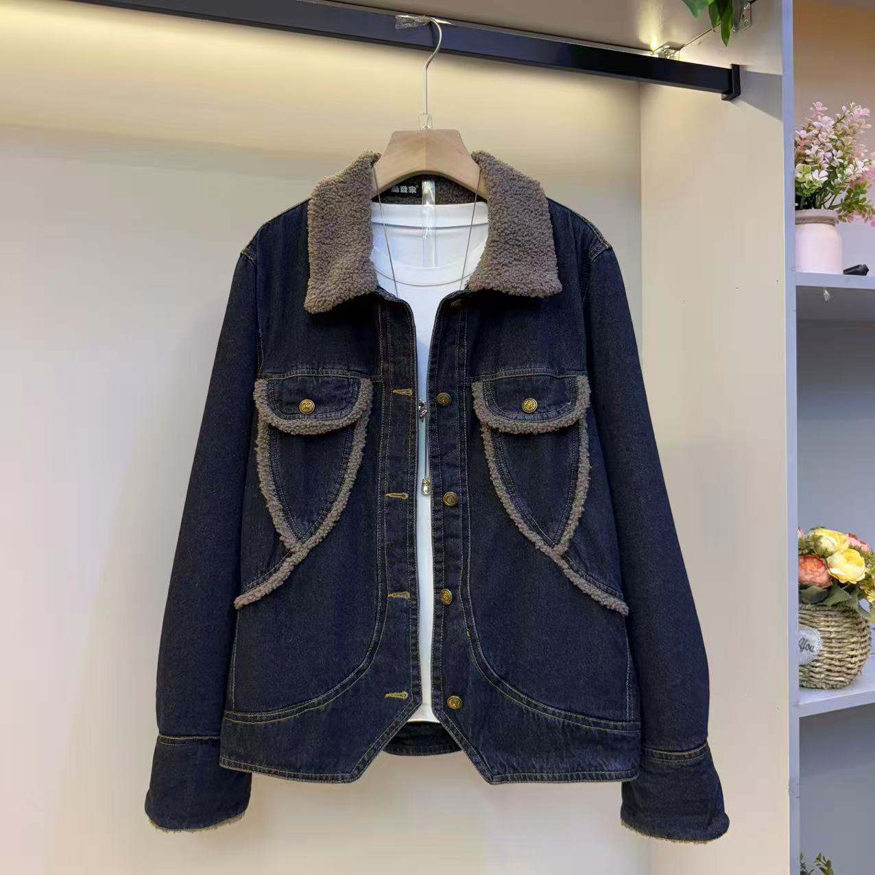 短外套牛仔加绒加厚款女2025百搭秋冬加厚潮流时尚