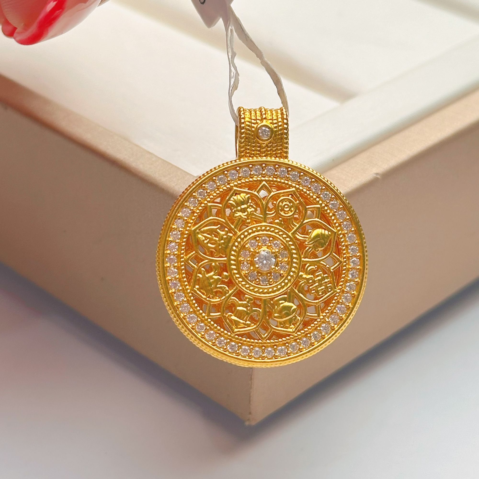 足金999 5D点钻八宝罗盘精致吊坠送礼物宫廷国风（不含链）