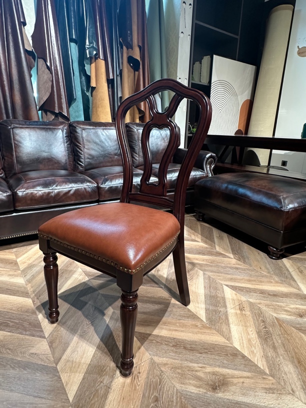 美式实木餐椅软包设计雕花餐凳简约餐厅椅