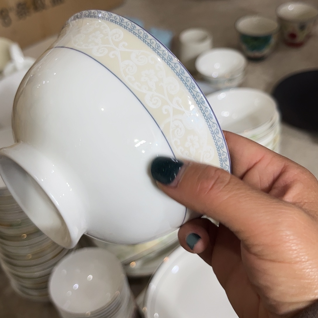 瓷片五寸高脚碗十高脚