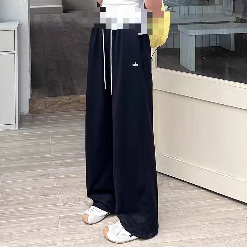 夏季纯色长裤运动裤夏季休闲裤阔腿裤显瘦直筒裤高腰宽松