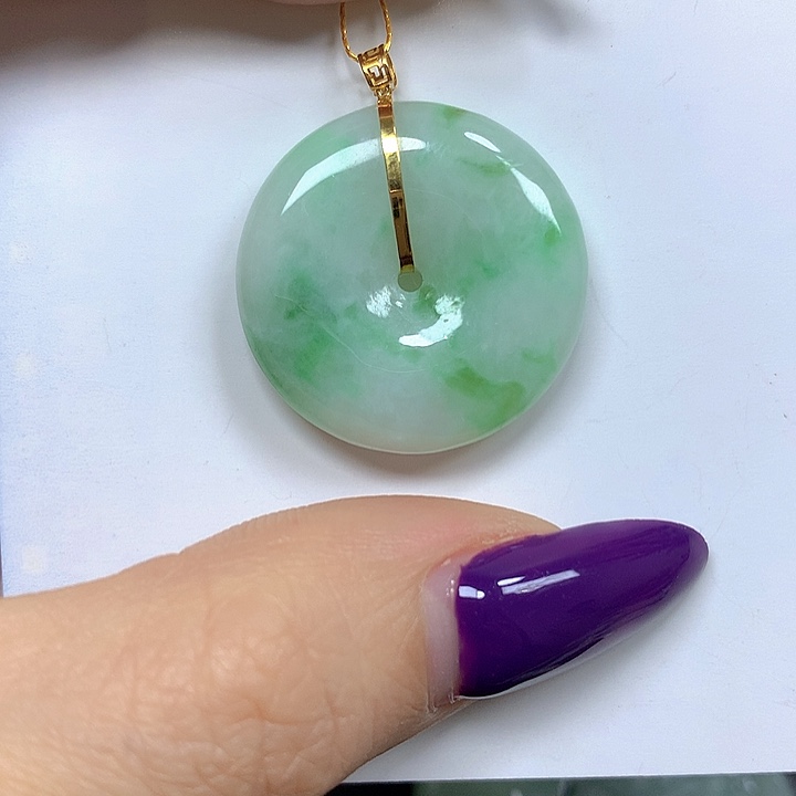 翡翠18K金镶嵌颈饰挂件