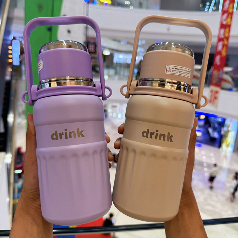 菲仕奇大容量保温杯316不锈钢双饮运动水壶男女学生户外便携水杯