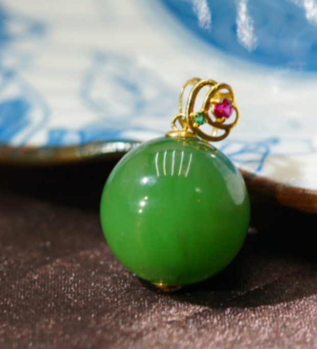 【老板上班了】东堂造物  18k和田玉猫眼单珠 A122811