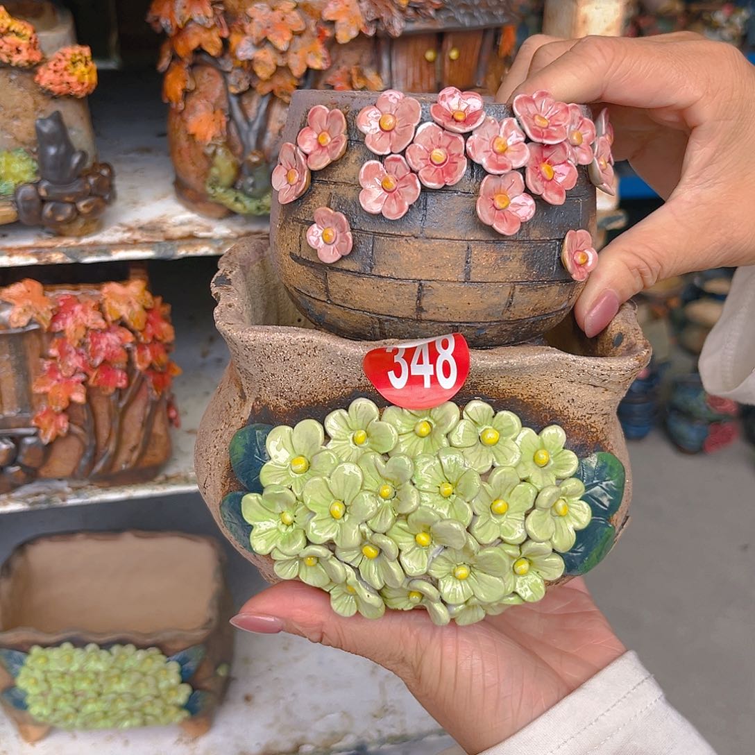 土***土微瑕348 号陶然花器手工花盆