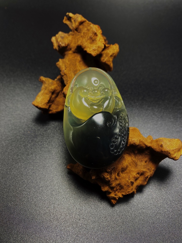 天然火石青手把佛公