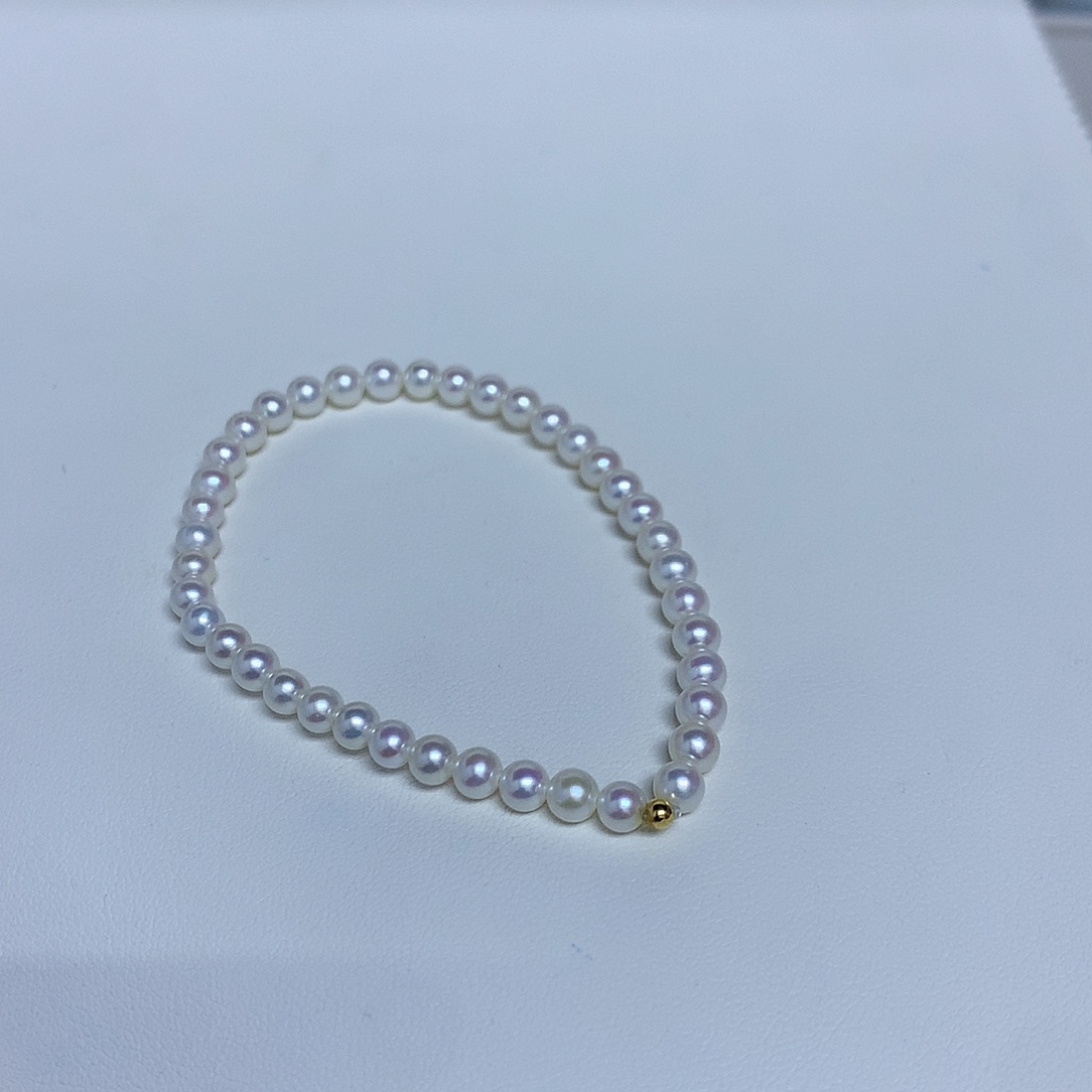 手链淡水珍珠18K金镶嵌4-5