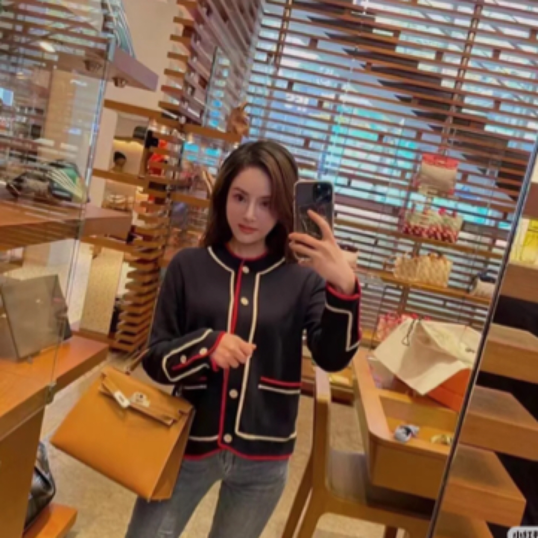 95新 GUCCI/古驰 无边序曲系列蓝色针织外套XXS码ysc0325