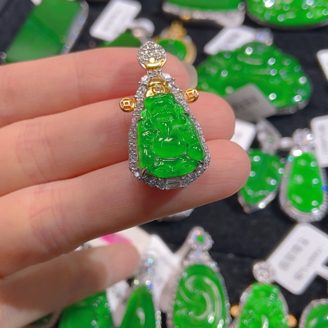 翡翠吊坠(不含链)银S925镶嵌
