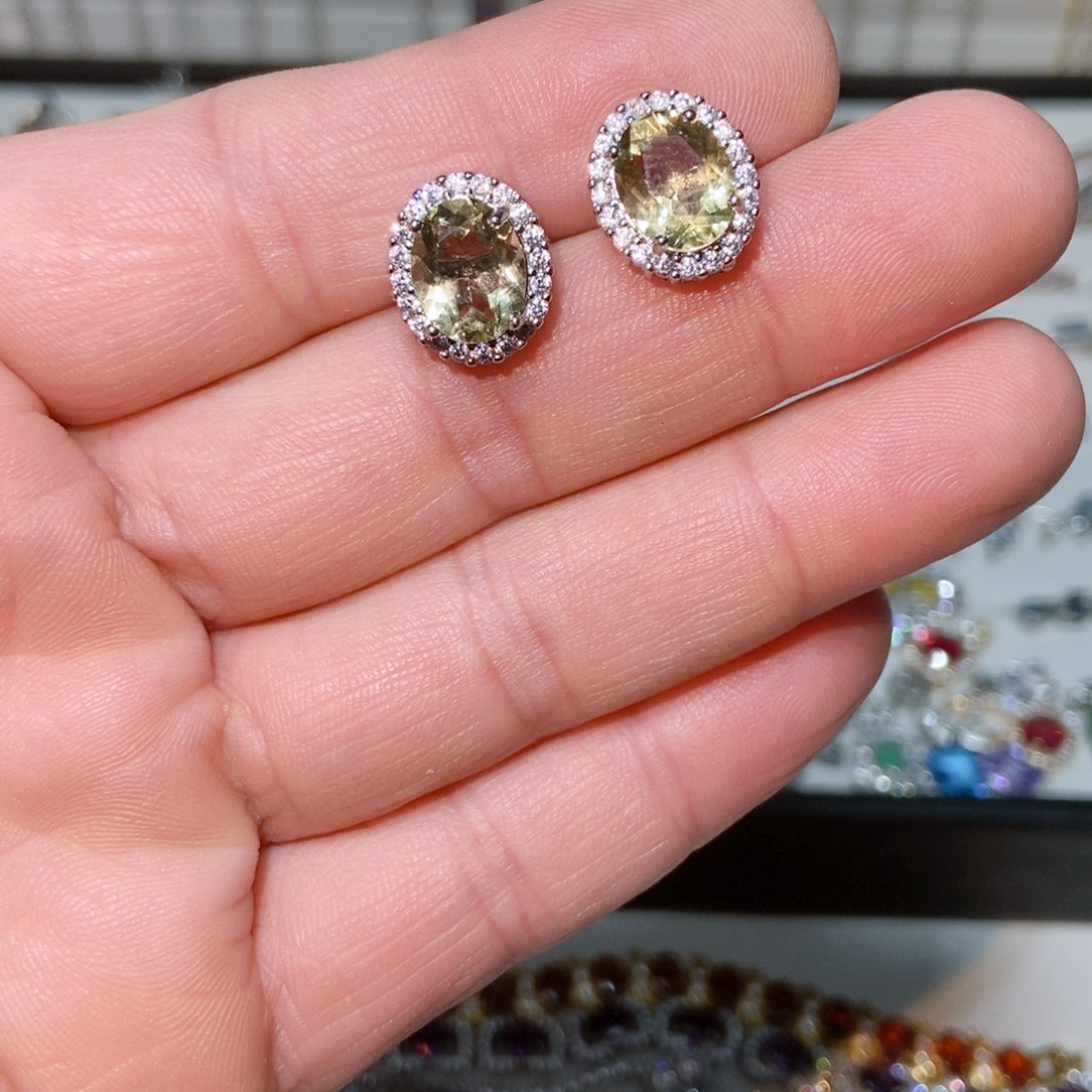 绿水晶戒指银S925镶嵌