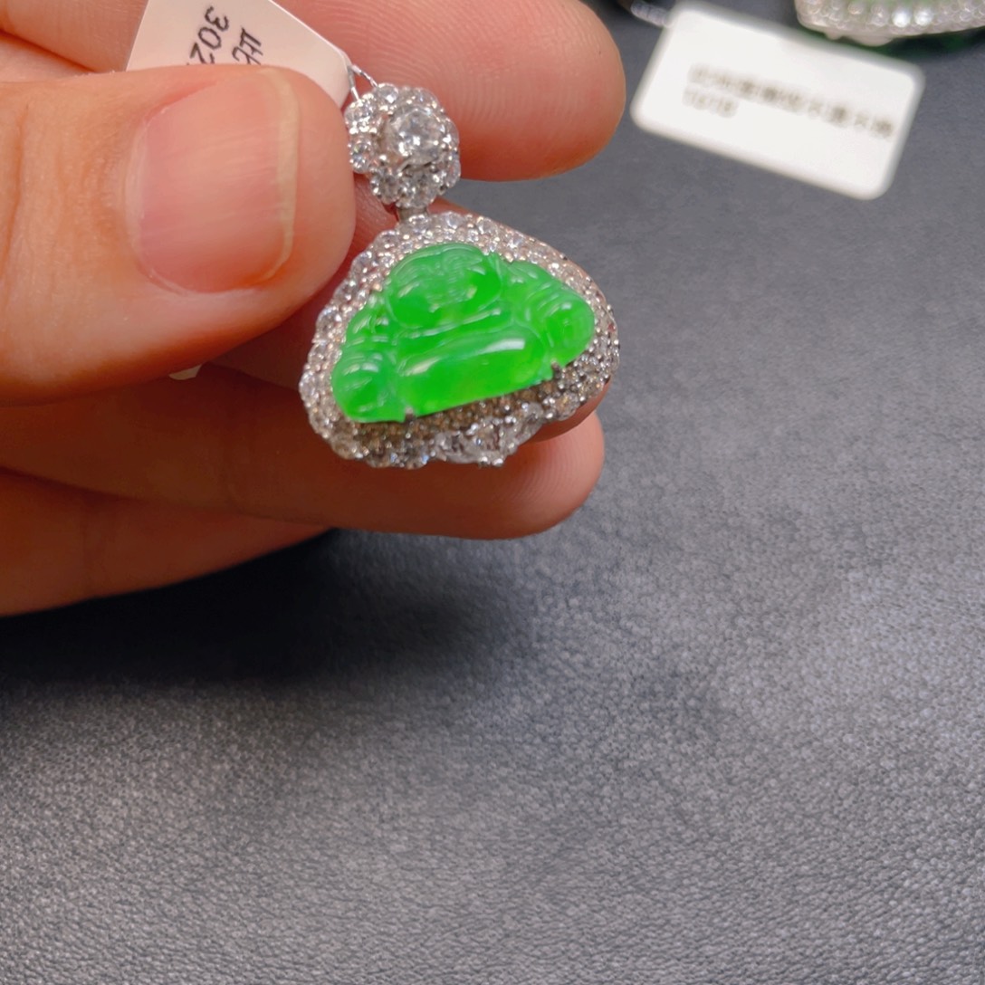 翡翠银S925镶嵌吊坠(不含链)