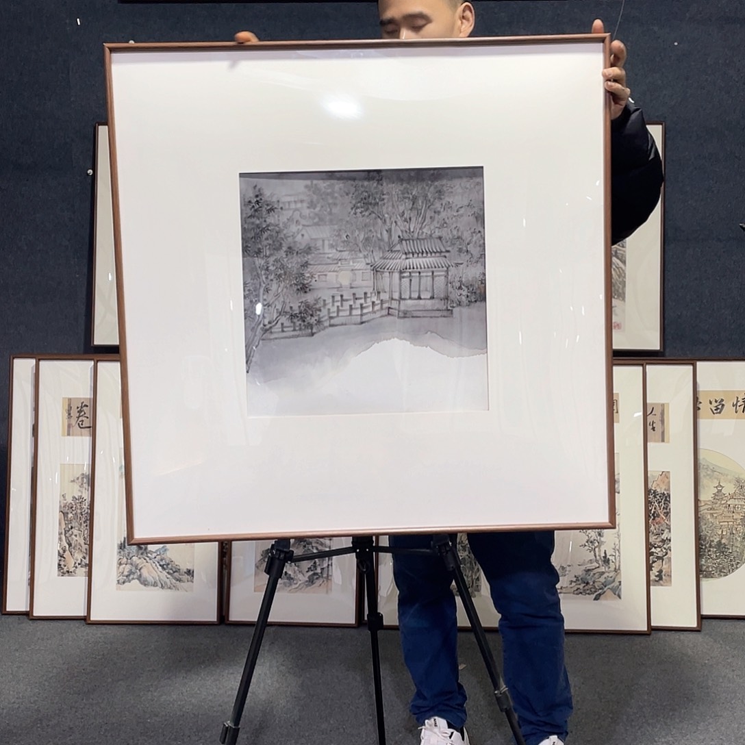 国画手绘画作品带框