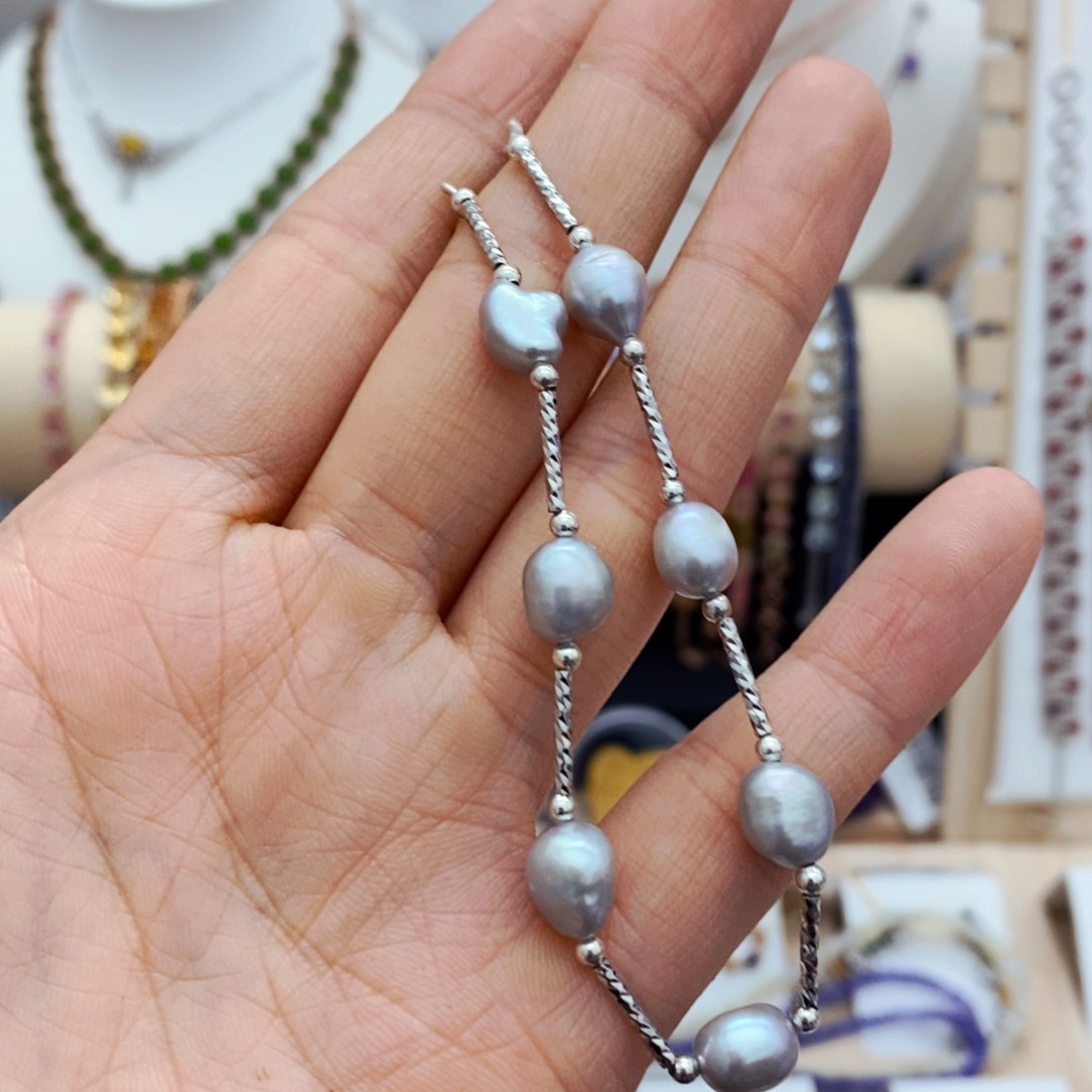 淡水珍珠手串银S925镶嵌