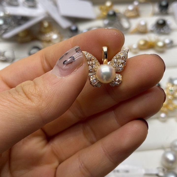 海水珍珠吊坠(不含链)银S925镶嵌