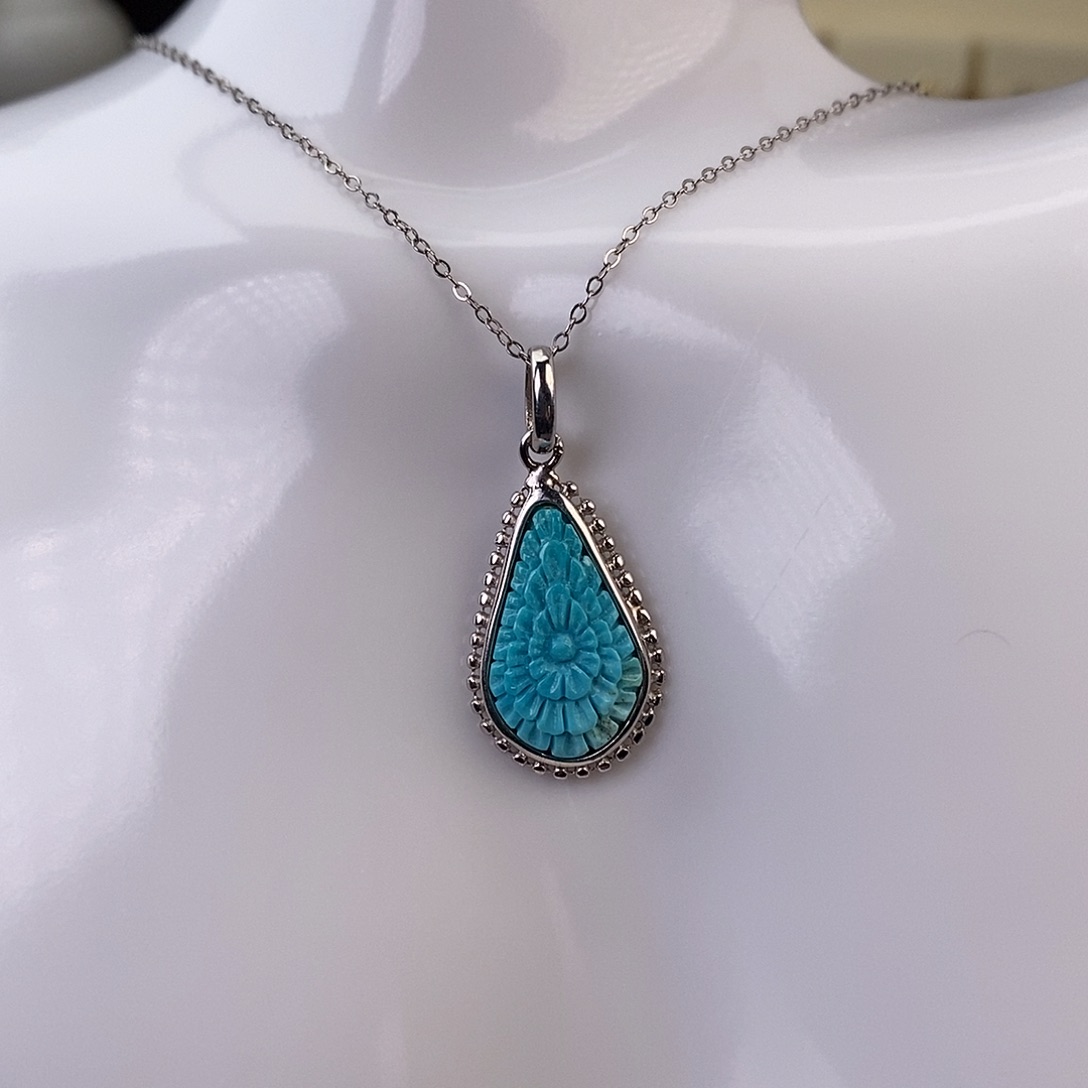 绿松石颈饰银S925镶嵌