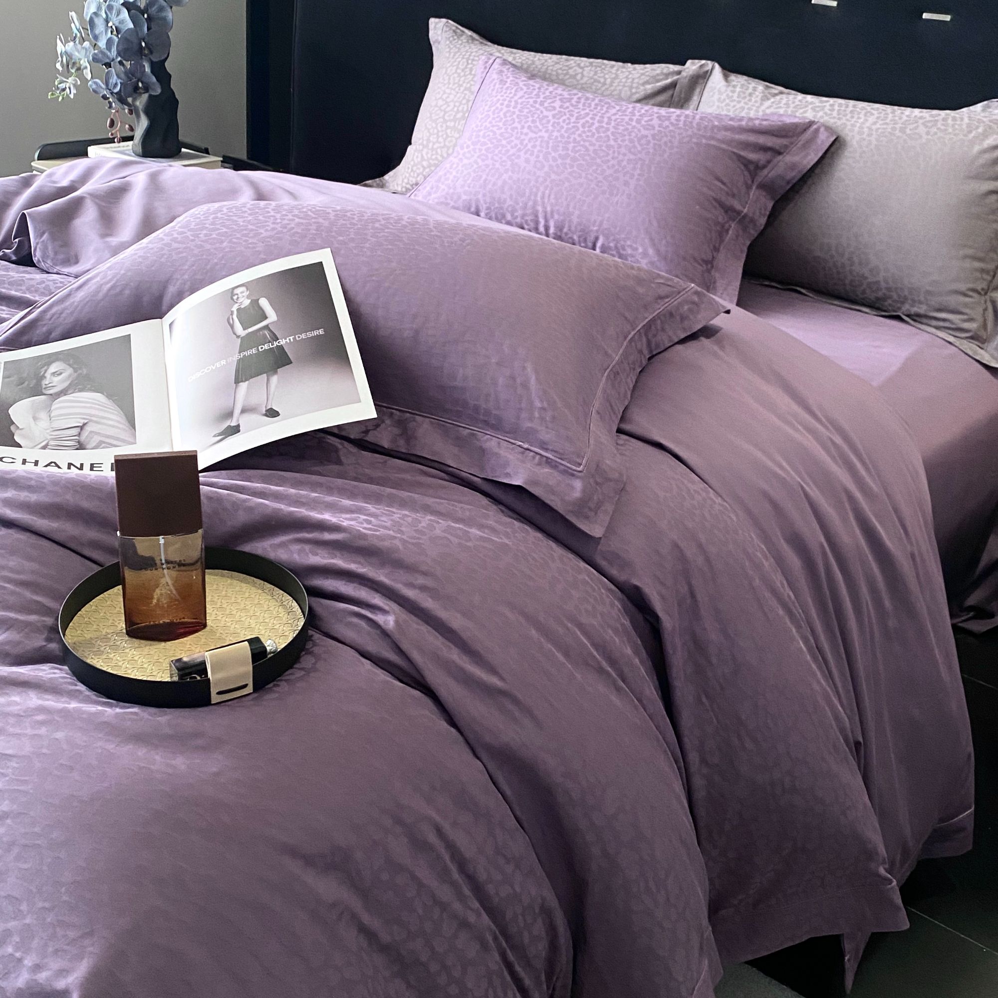 (埋绳款全棉提花四件套)升级加密全棉提花贡缎长绒棉四件套轻奢风