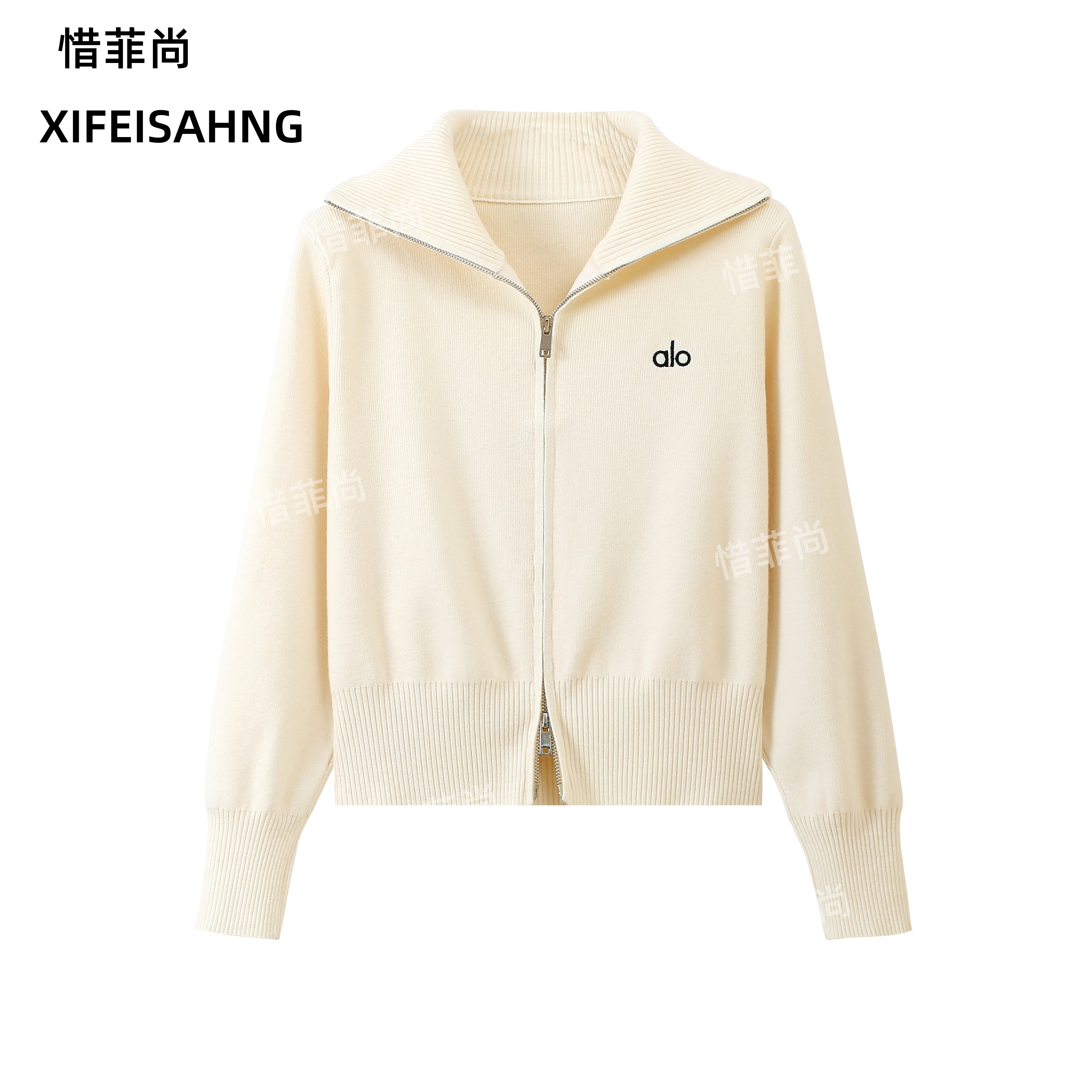 秋冬季加厚针织衫灰色针织衫花针织开衫高领气质毛衣上衣