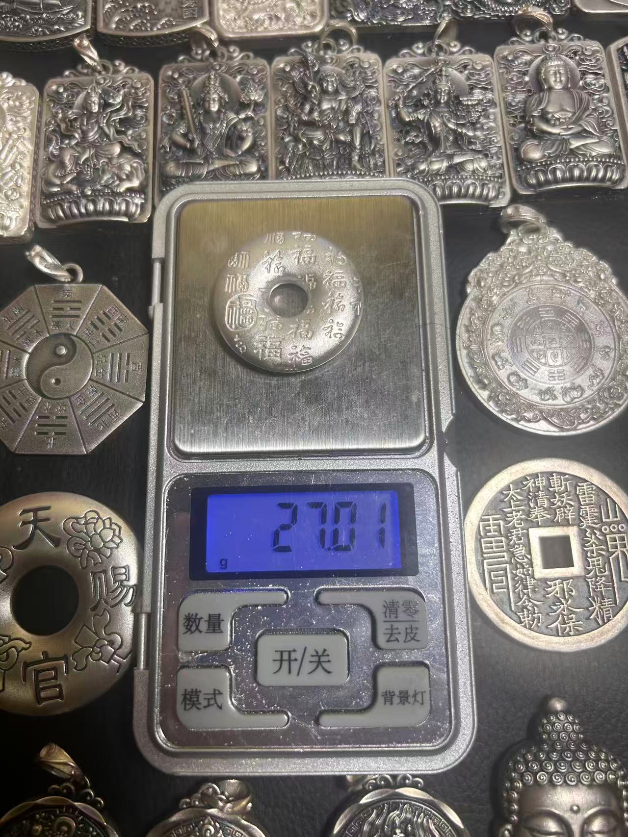 吊坠足银 纯银平安扣吊坠999足银经典