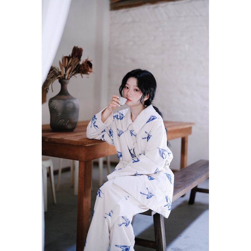 【蟲子姐姐专属】朵朵可可252-178睡衣女秋冬毛绒翻领加绒家居套装