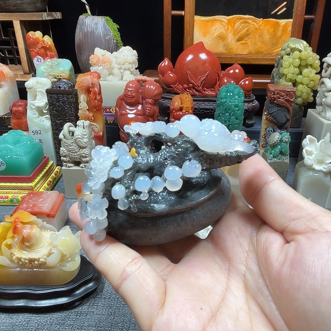 寿山石印石梅花喜鹊8