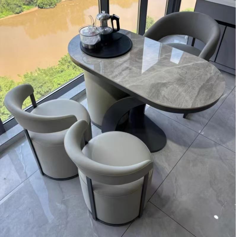 现代轻奢岩板茶桌椅组合小茶台家用阳台茶桌2025新款小型茶几一体