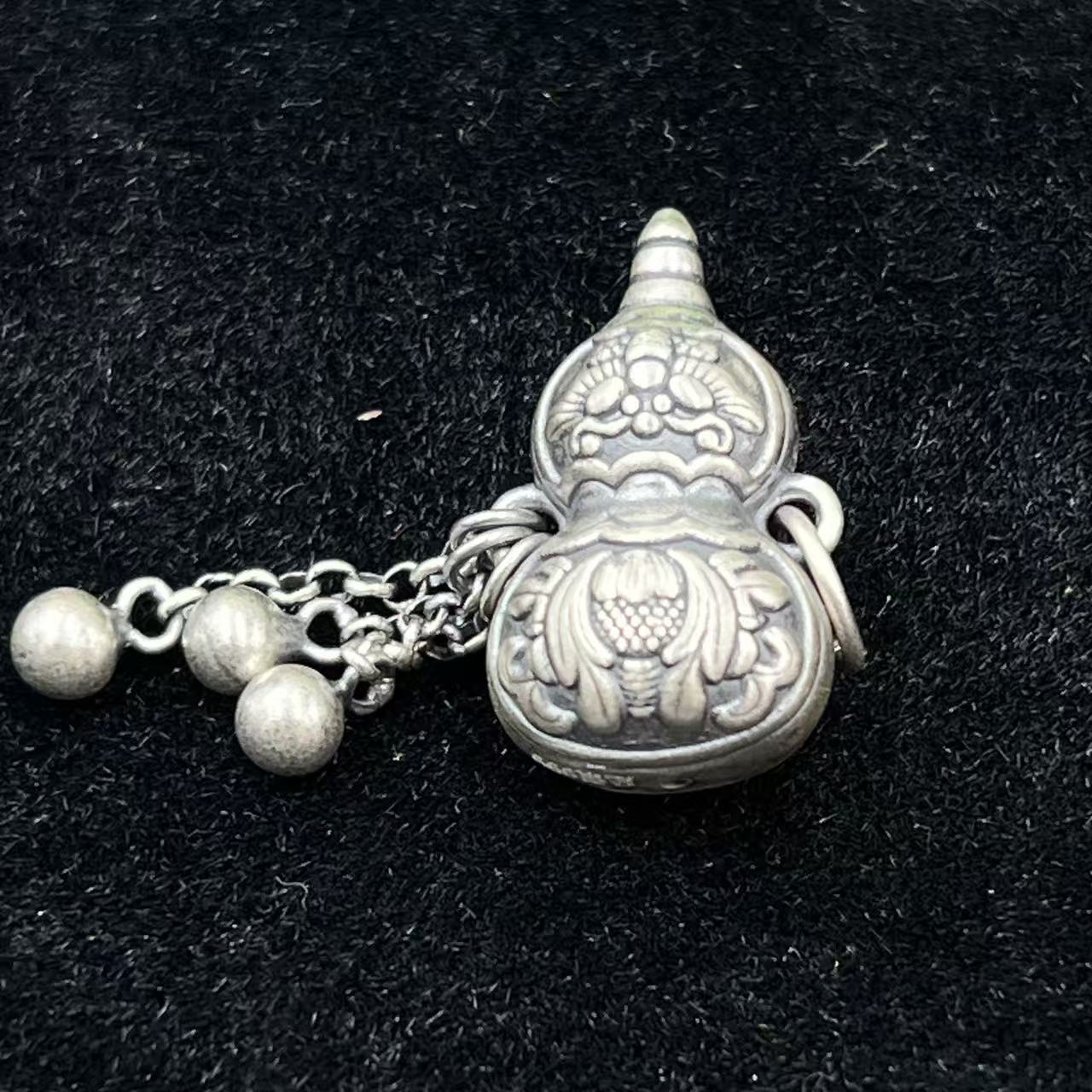 吊坠足银 【佰万银庄】足银999浮雕葫芦流苏古法复古DIY提溜吊坠