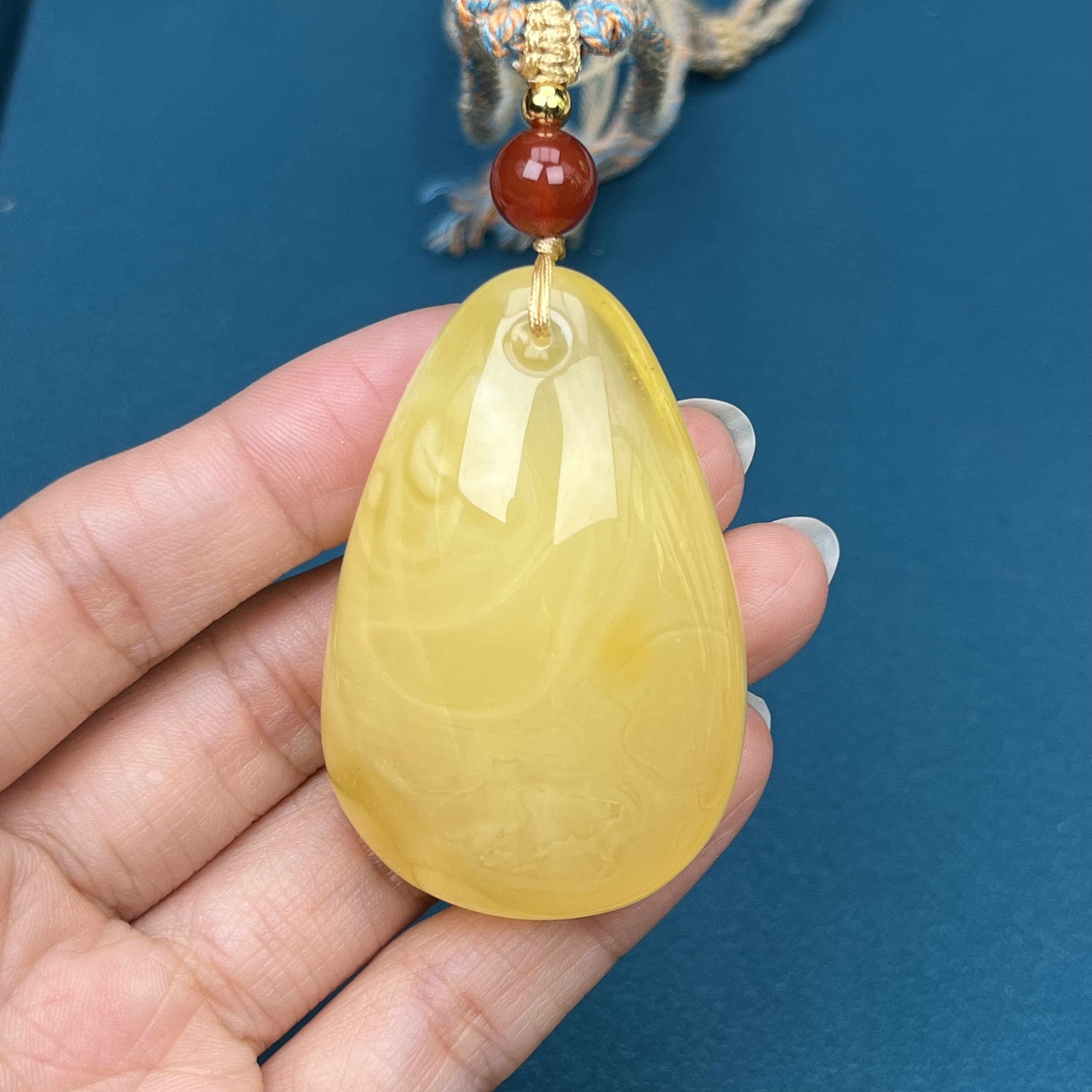 Y1937天然原矿蜜蜡 满蜡妖花水滴牌 34*53*19mm抖音基地质检发货