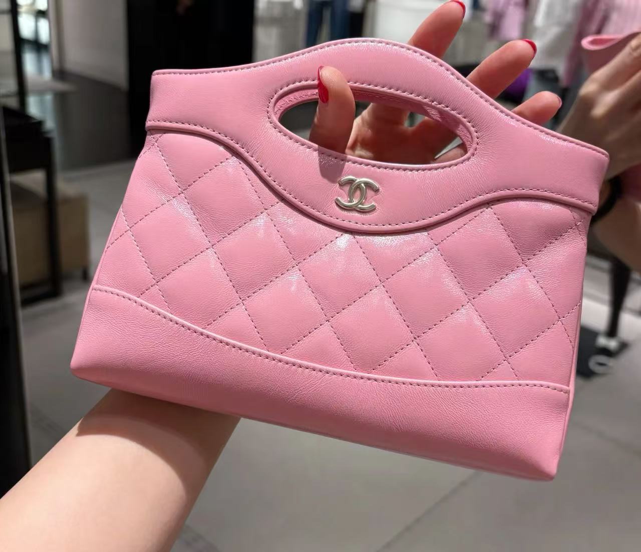 95新 Chanel/香奈儿 GGS香奈儿25p31bagnano粉金油蜡牛29557667