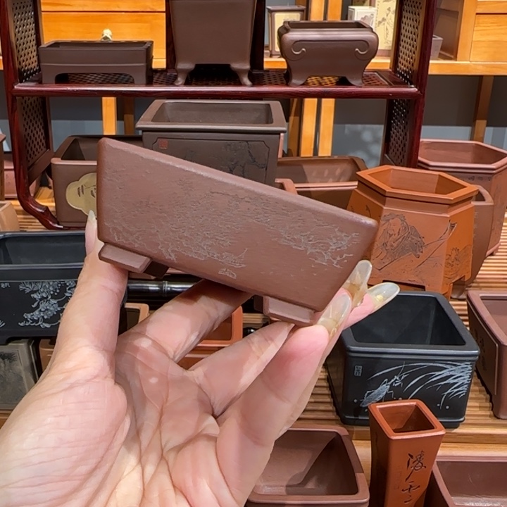 紫砂花盆口径7.5深度2.5