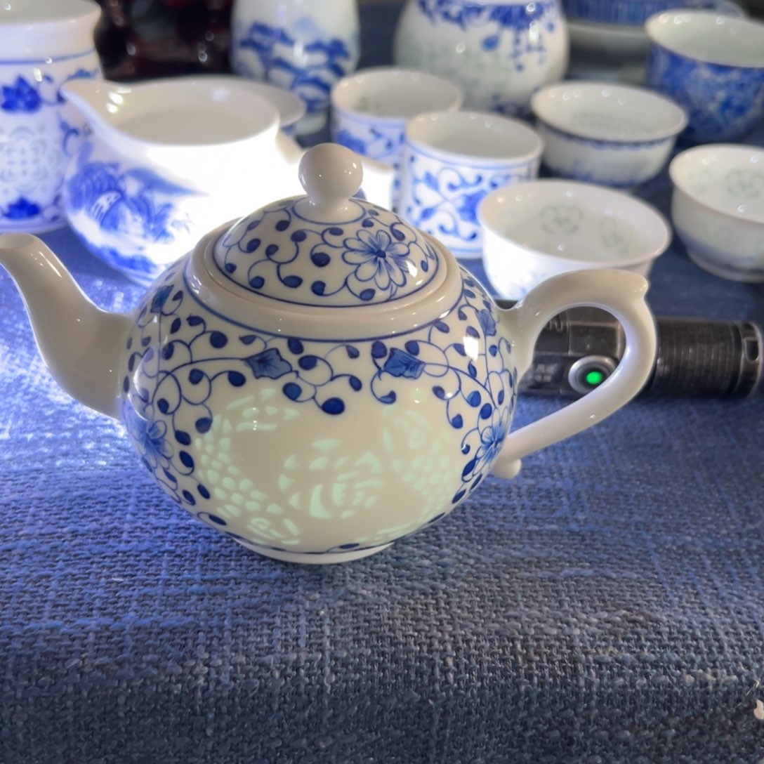 碗手绘雕刻福字茶壶