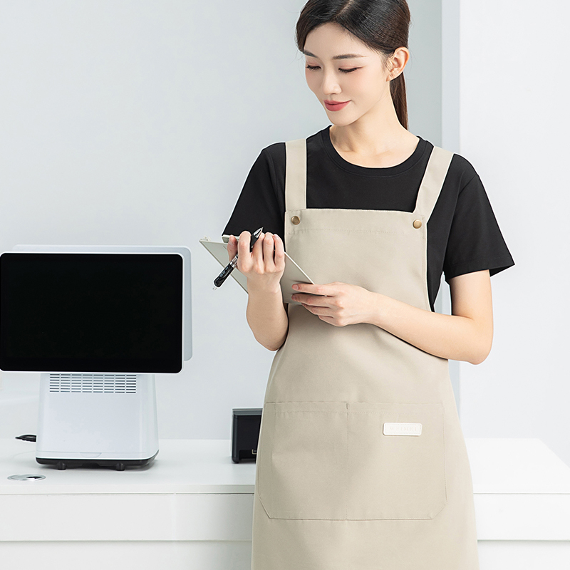 餐饮帆布防水围裙定制logo印字西餐厅饭店蛋糕店服务员工作服围腰